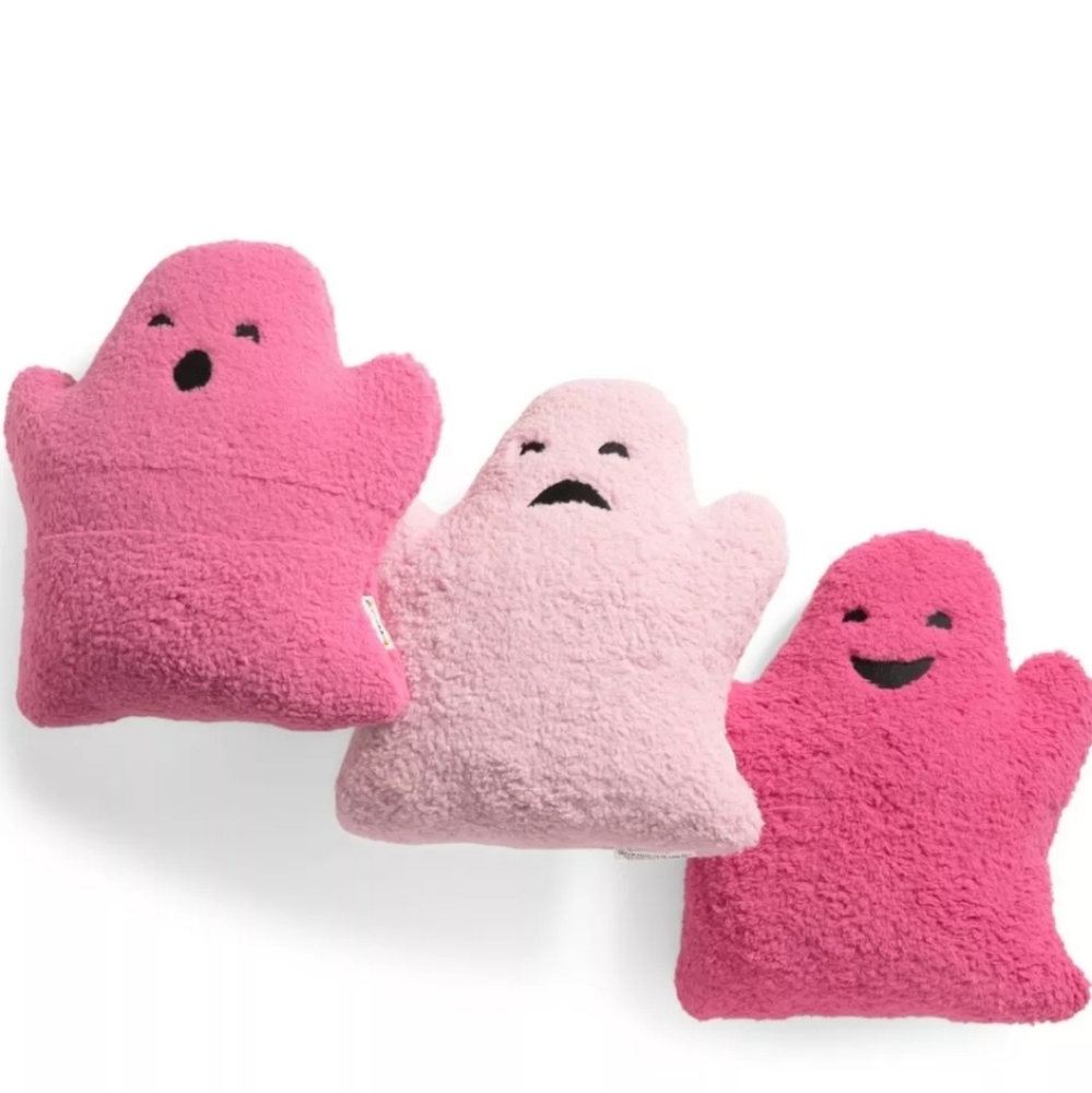 Set of 3 NovoGratz Halloween Pink Ghost Pillows NEW